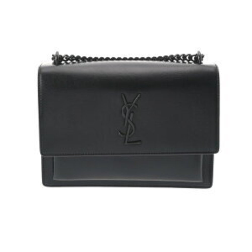 Saint Laurent Sunset Chain Shoulder Bag Black Smooth Leather